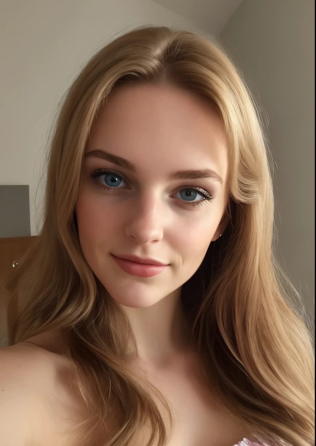 A selfie of a pretty young woman, aufgenommen mit der iPhone-Kamera