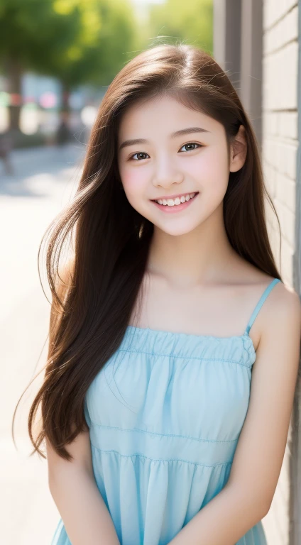 Enhanced Dynamic Perspective,Cute pretty beautiful girl,JC ,、Look at me and smile,Simple Background,Masterpieces,high quality,Girls' School、4K resolution,Ultra-fine,Accurate,Cinema Lighting、Keep the original face proportions、(Small breasts)、((Button Gap))、squat、