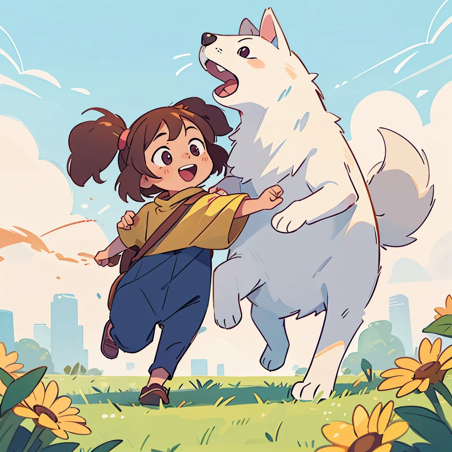 anime character kissing a dog on the nose, adorable digital painting, artwork in the style of guweiz, atey ghailan 8 k, cute anime, cute digital art, by Kubisi art, by Atey Ghailan, soft anime illustration, guweiz and makoto shinkai, cute detailed digital art, ( ( makoto shinkai ) )