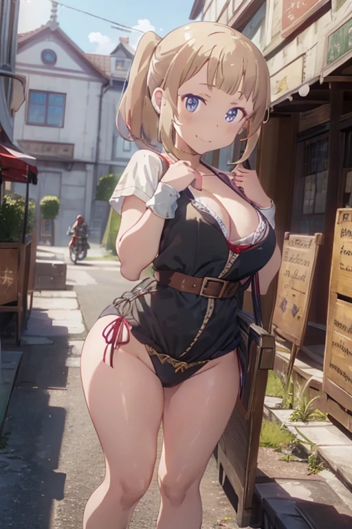 (fantasy:1.5),(anime,8k,masterpiece, top quality, best quality,beautiful and aesthetic:1.2,professional illustrasion:1.1,ultra detail:1.3,perfect lighting),extremely detailed,highest detailed,incredibly absurdres , highres, ultra detailed,intricate:1.6,(Alchemy Workshop:1.4),A girl mixing,Medicine in many small bottles,holding small potion,colorful:1.4,zentangle,(1girl),(girl),(Three kingdoms female warload),(highly detailed beautiful face and eyes,firm breasts),oily skin,((black,hair,short bob with short pony tail hair)),thin pubic hair,cute,lovely,,alchemist costume,Merchant's Clothing,smile