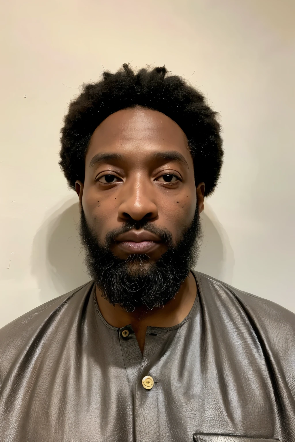 ((melhor qualidade, 8k, obra de arte: 1.3)), Sharp focus A 40 year old African American man with a long, well-cut full beard , facing the camera, ((Corte de cabelo em camadas: 1.2)), (terno preto e camisa branca), (Rua: 1.2), Textura de rosto e pele altamente detalhada, olhos detalhados, double eyelid, roupa social, pele escura, sardas no rosto e cabelo afro