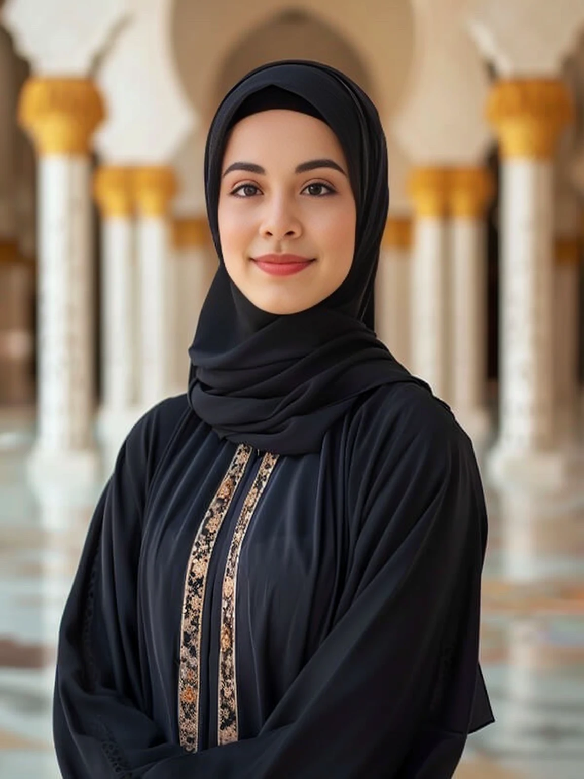 A woman in black stood in a large building., arab Amera al-Taweel, arab Amera Al Taweel, Amera al-Taweel, Amera Al Taweel, african Amera Al Taweel, tanned Amera Al Taweel, greek Amera Al Taweel, Farida Malik