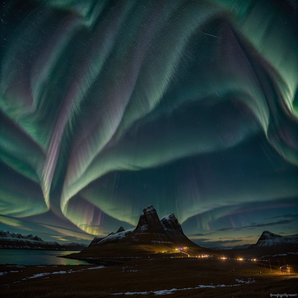 paisagem, ultra HD, (fundo asgard), detalhes, lighting, 8k, (northern lights in the sky), constellation, (fundo asgard)