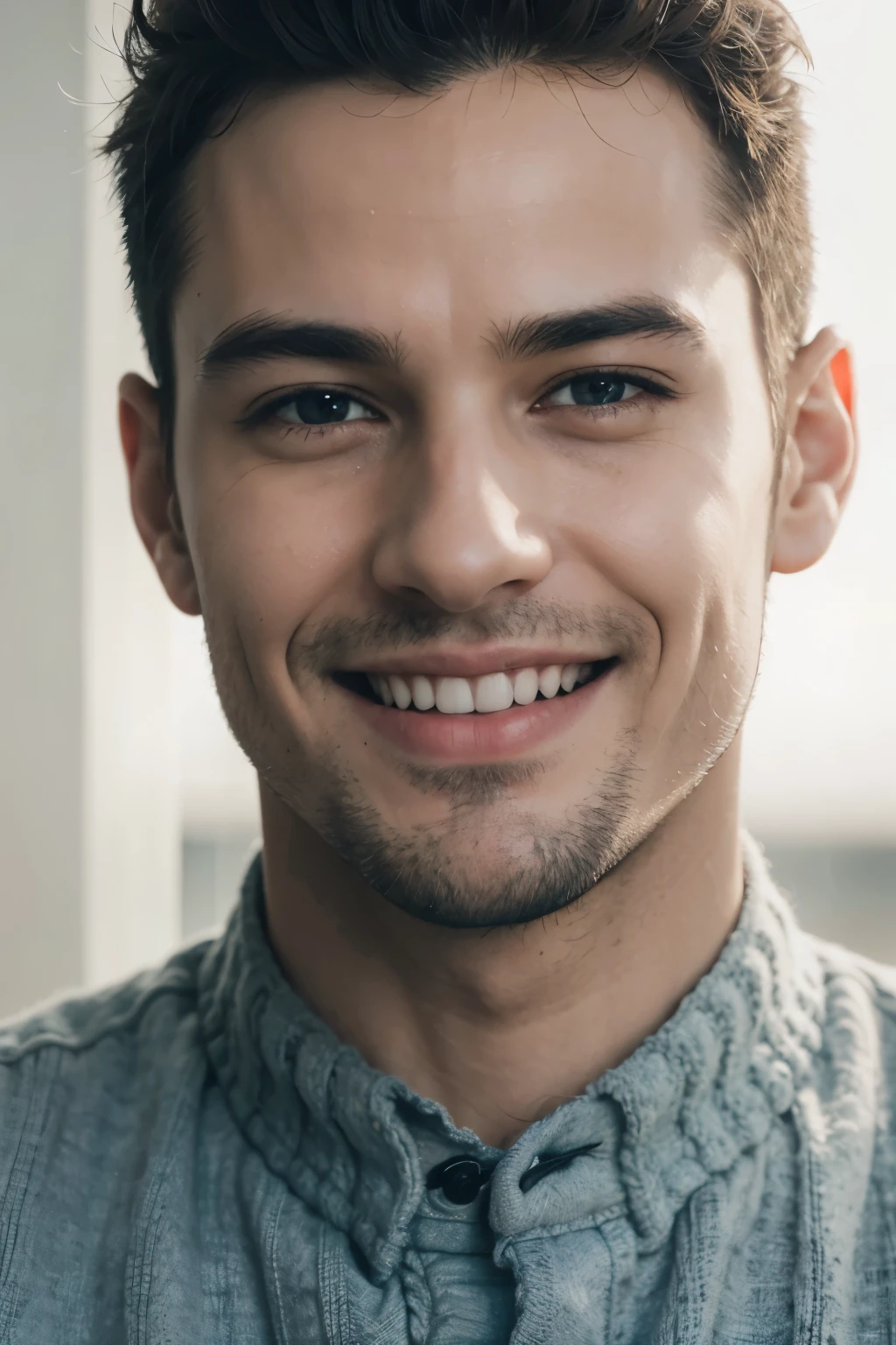 natural photo, portrait of man, smile, ultrarealistic