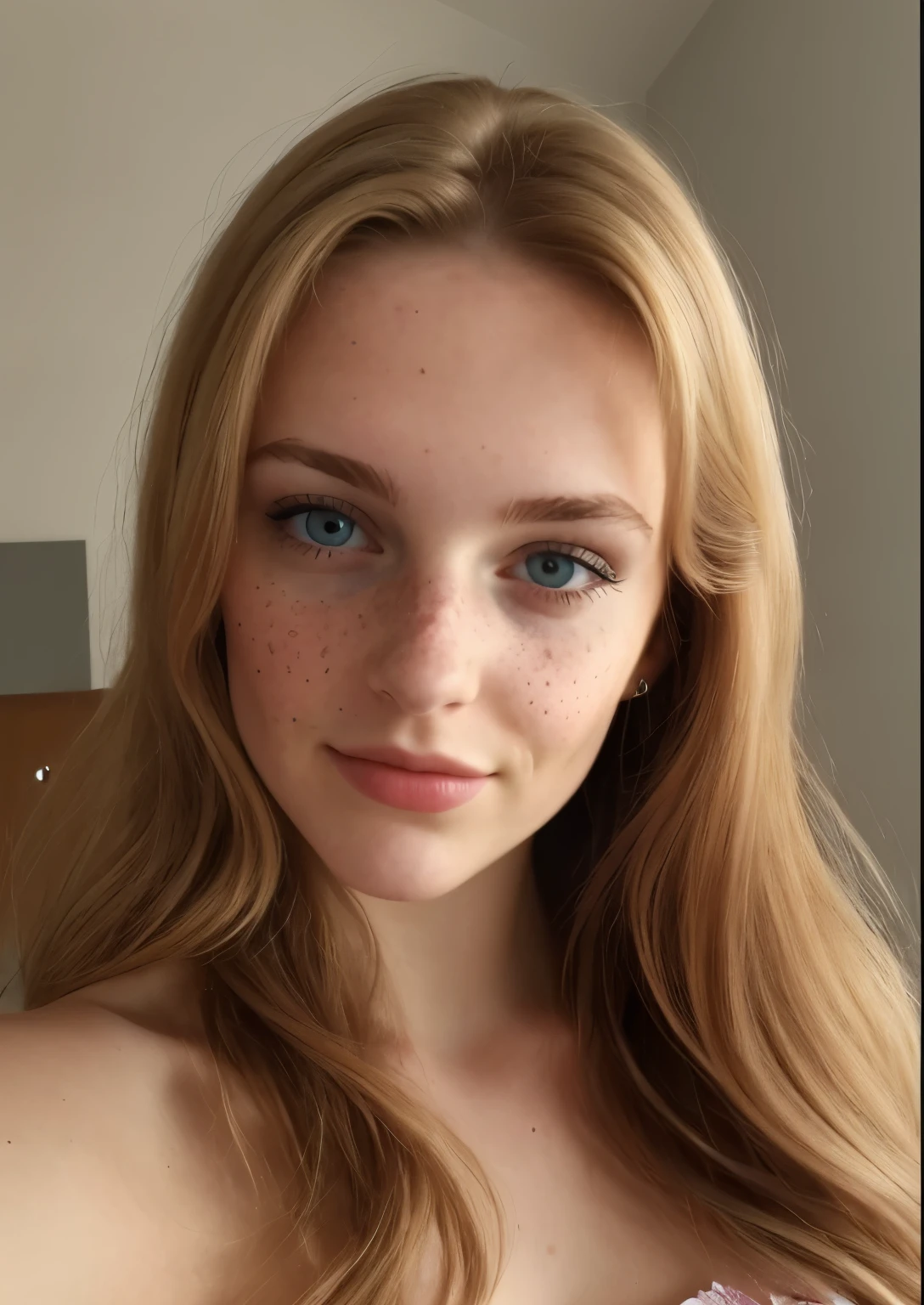 A selfie of a pretty young woman, aufgenommen mit der iPhone-Kamera, freckles