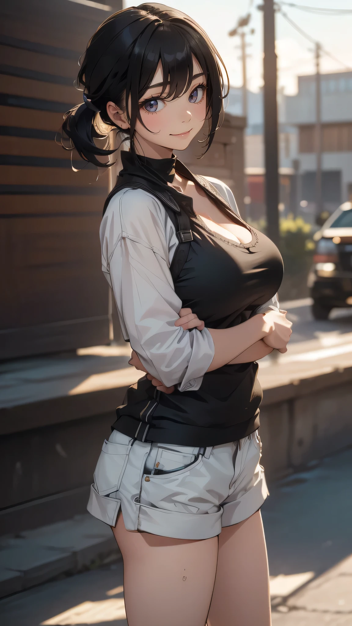 (random boyish fashion),(random pose),(random hairstyle),(large breasts:1.5),(Highest image quality, (8K), Ultra-realistic, Best Quality, High quality, High Definition, high quality texture, high detailing, Beautiful detailed, fine detailed, extremely details CG, Detailed texture, realistic representation of face, masterpiece, presence)