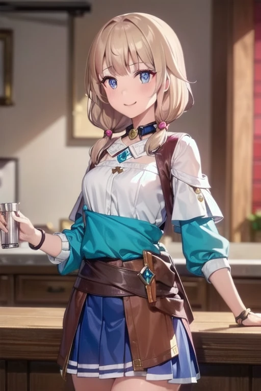 (fantasy:1.5),(anime,8k,masterpiece, top quality, best quality,beautiful and aesthetic:1.2,professional illustrasion:1.1,ultra detail:1.3,perfect lighting),extremely detailed,highest detailed,incredibly absurdres , highres, ultra detailed,intricate:1.6,(Alchemy Workshop:1.4),A girl mixing,Medicine in many small bottles,holding small potion,colorful:1.4,zentangle,(1girl),(girl),(Three kingdoms female warload),(highly detailed beautiful face and eyes,firm breasts),oily skin,((black,hair,short bob with short pony tail hair)),thin pubic hair,cute,lovely,,alchemist costume,Merchant's Clothing,smile