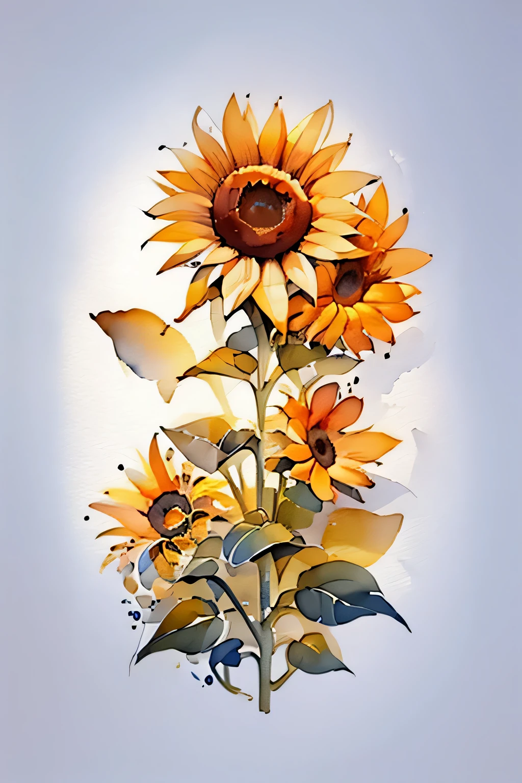 watercolor illustration, one sunflower, single element, no leaves, white background