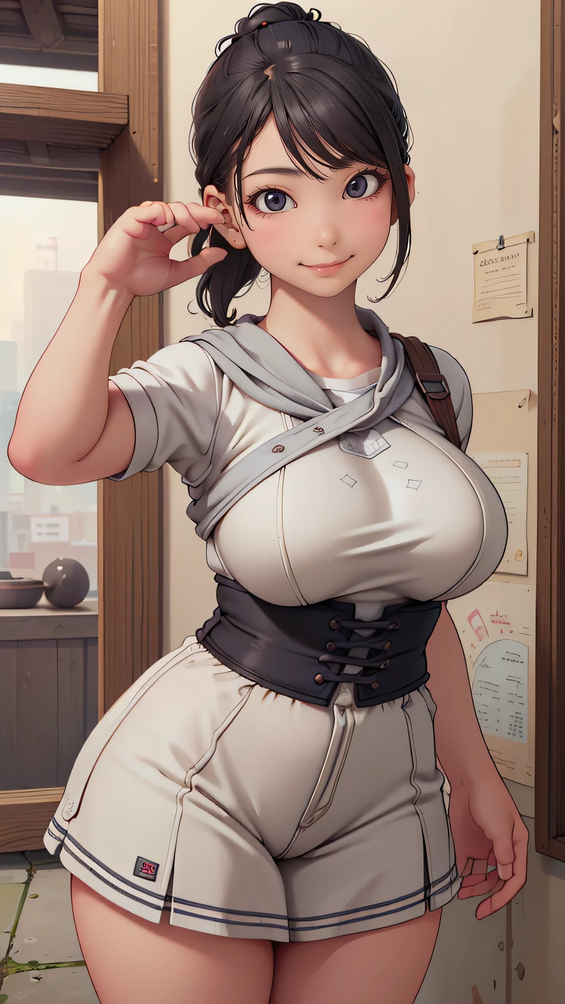 (random boyish fashion),(random pose),(random hairstyle),(large breasts:1.5),(Highest image quality, (8K), Ultra-realistic, Best Quality, High quality, High Definition, high quality texture, high detailing, Beautiful detailed, fine detailed, extremely details CG, Detailed texture, realistic representation of face, masterpiece, presence)