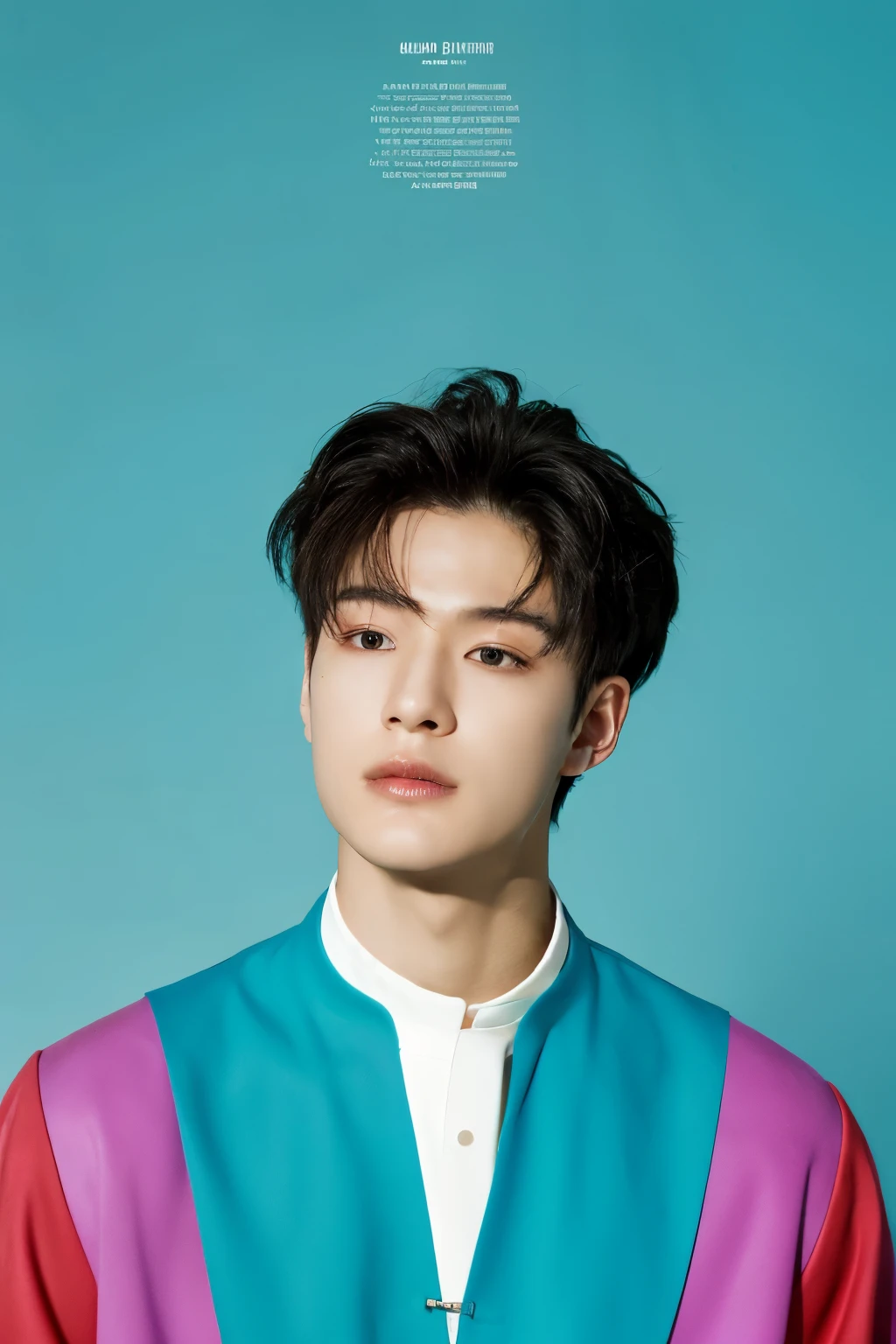 Full colorful background and backdrop,magazine photo,Handsome korean male,Center-parted hairstyle,a cassock,worship