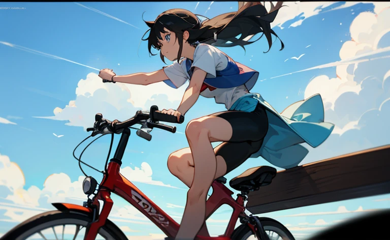 Riding a bike and drawing anime