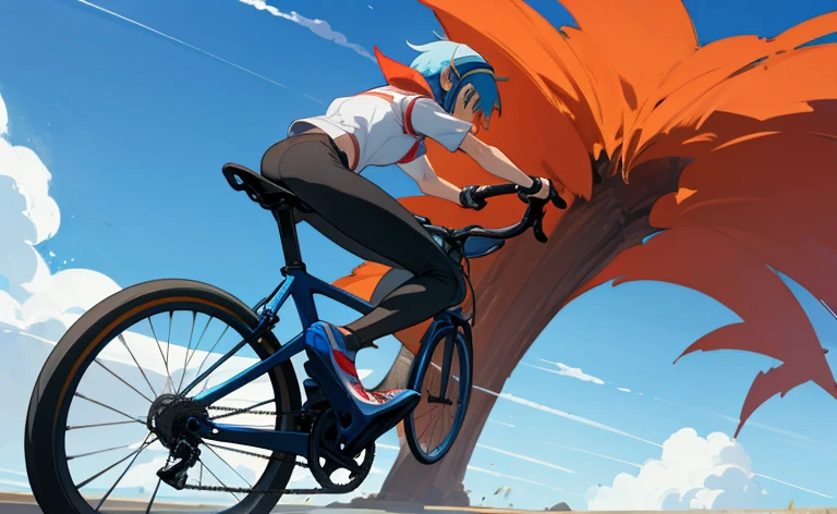 Riding a bike and drawing anime