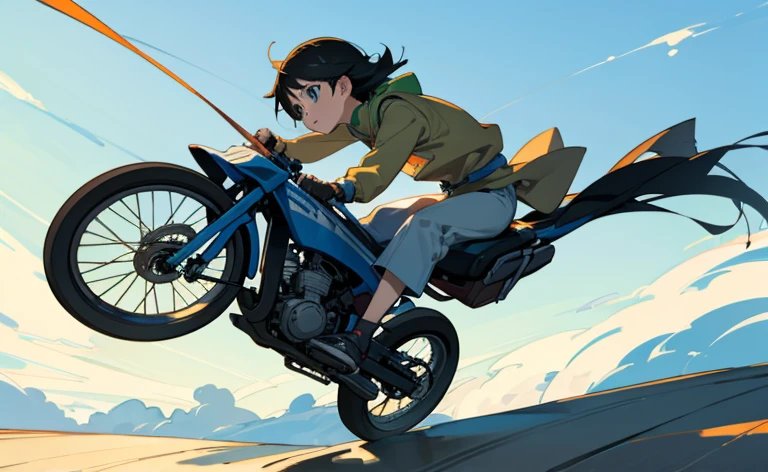 Riding a bike and drawing anime