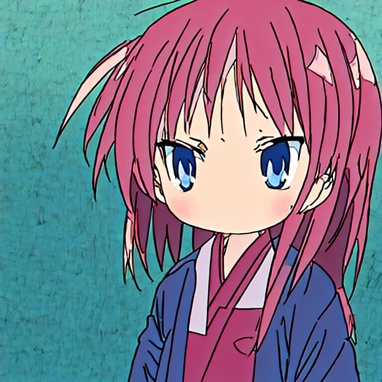 Young girl, empty background, void, japanese school outfit, pink hair, blue eyes