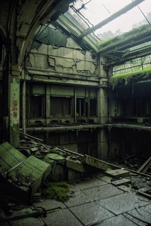 subway,moss,Showa,Collapse,Devastation,Inside the ruins,Glasses,Women,adventure,Black and White,