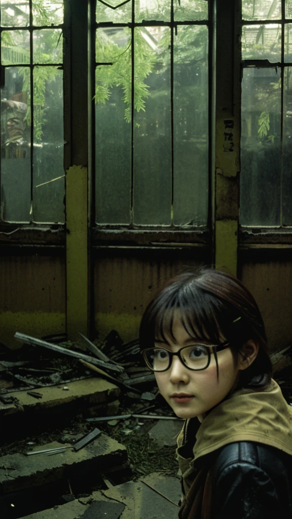subway,moss,Showa,Collapse,Devastation,Inside the ruins,Glasses,Women,adventure,Black and White,