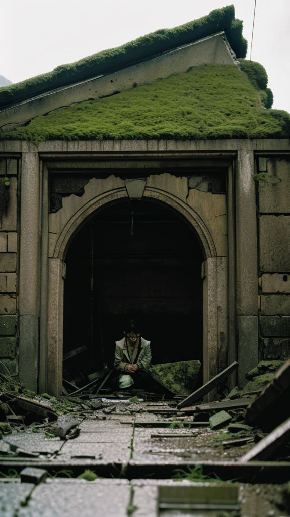 subway,moss,Showa,Collapse,Devastation,Inside the ruins,Glasses,Women,adventure,Black and White,