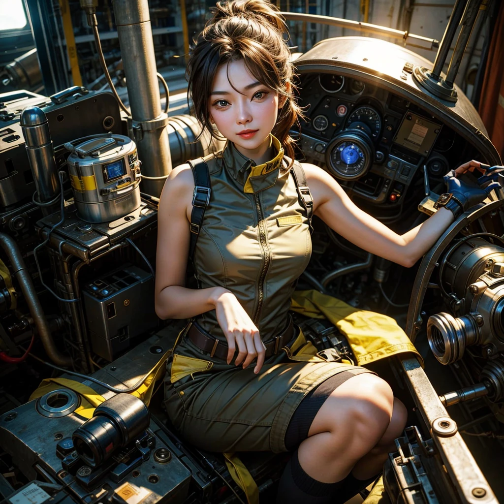 The story of one female aircraft mechanic。She is very attractive and beautiful。She is a beautiful woman who is so cute and sexy that it&#39;s hard to believe she&#39;s 32 years old.。I usually wear khaki green overalls at work.、Wearing brown leather boots, A narrow hangar with a low ceiling、Right behind、A bright red reciprocating engine plane used for aerobatic flying is parked here.。The aircraft is equipped with a single engine.、It&#39;s a very beautiful mid-wing aircraft with a wooden propeller.。hot〜While saying、The girl took off her overalls from the top half.、The sleeves were wrapped around the waist.。Rui々Her beautiful skin and white tank top look very pretty.。A tight tank top accentuates her voluptuous cleavage。Tight abdominal muscles、You would never guess from her soft-looking breasts., When you notice this、He smiled at me while holding the wrench., Her sweat makes her sex appeal stand out even more., I was fascinated by the beautiful aircraft and the attractive women.。, Did you do any engine maintenance?、on her upper body、There is oil from the aircraft here and there.。,  Did he think I was looking at his chest?、He looks at me with a slightly grinning expression.。, Her chest is certainly captivating、It seems that there is a big misunderstanding.。, Even when she teases, her appearance is somehow seductive, so it&#39;s no wonder that everyone is captivated by her.。, Dynamic perspective,
