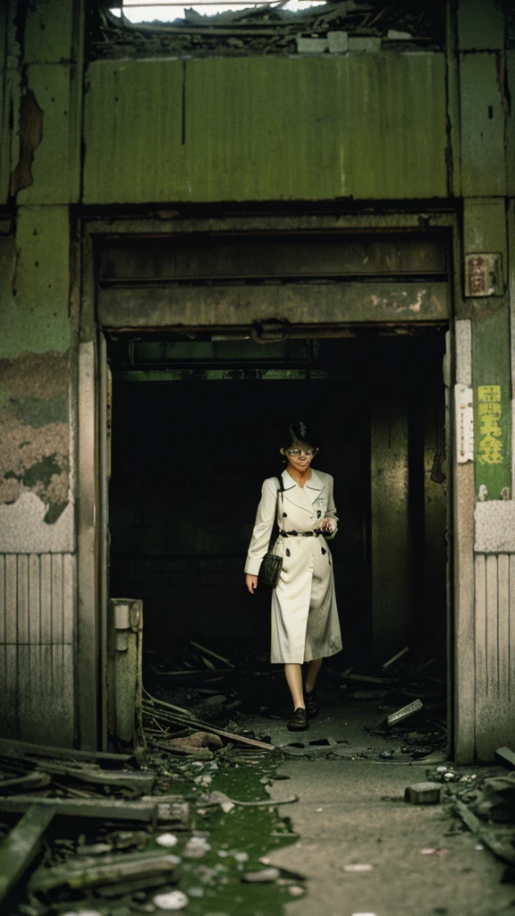 subway,moss,Showa,Collapse,Devastation,Inside the ruins,Glasses,Women,adventure,Black and White,