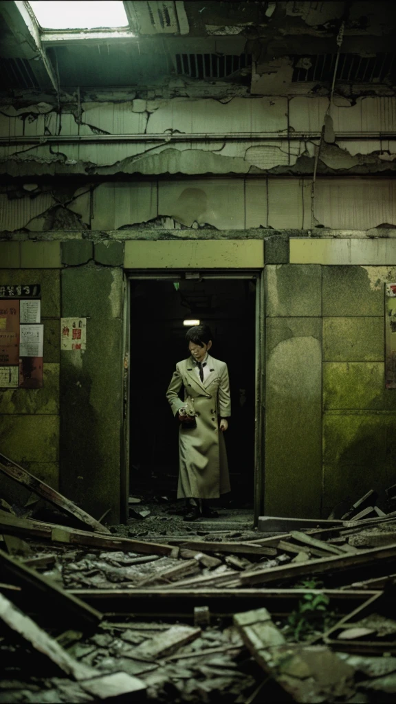 subway,moss,Showa,Collapse,Devastation,Inside the ruins,Glasses,Women,adventure,Black and White,