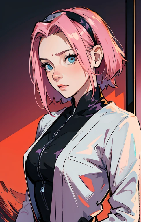 Sakura Haruno, ((somente)), sozinha, ((Head for the exhibition)), elegante,usando uma blusa vermelha e uma saia rosa claro, Sakura haruno em Naruto Shippuden, she's charming, atraente, cabelo rosa, Delicado, jovem, cabelo curto, detalhado, High definition, ((corpo inteiro)), she's in her house looking at a picture, olhando para o espectador, she's a beautiful woman , beautiful and friendly woman, Linda, Bela, alta qualidade, olhos definidos, High definition, nitidos, sharp strokes, Linda, red bow in hair,trends on Artstation, por RHADS, andreas rocha, cavalo, makoto shinkai, Laurie Greasley, Lois van Baarle, Ilya Kuvshinov e Greg Rutkowski