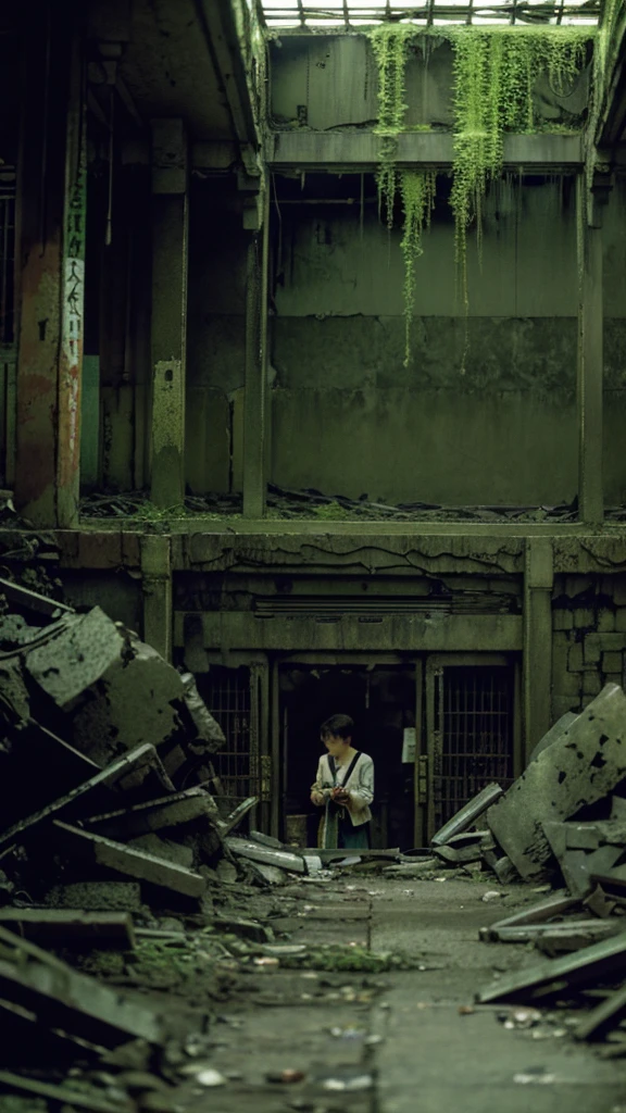 subway,moss,Showa,Collapse,Devastation,Inside the ruins,Glasses,Women,adventure,Black and White,