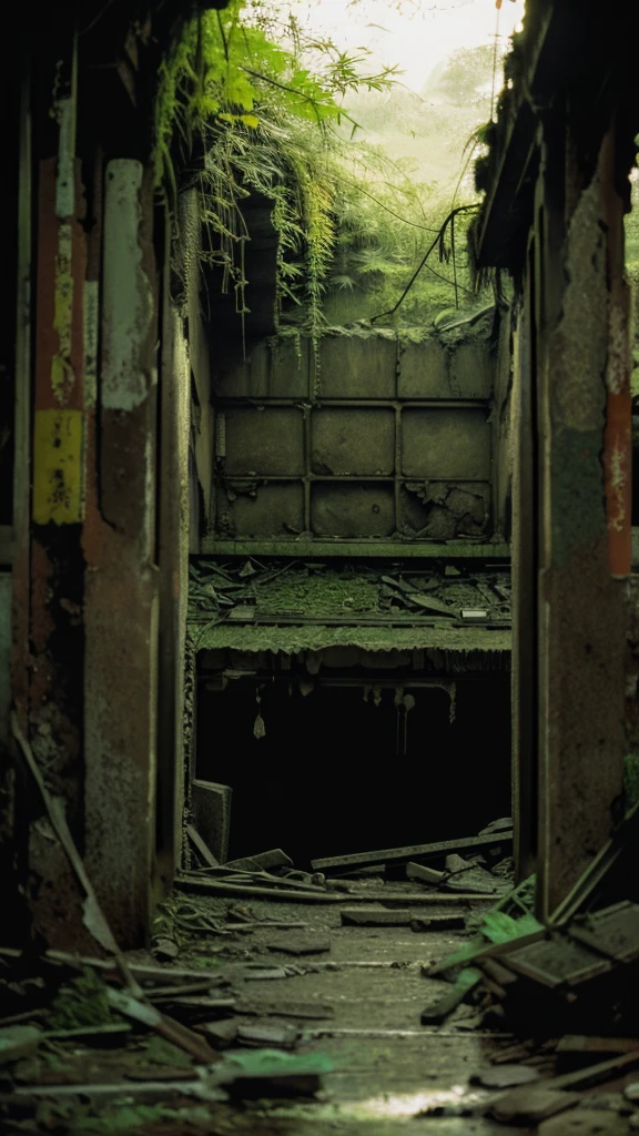subway,moss,Showa,Collapse,Devastation,Inside the ruins,Glasses,Women,adventure,Black and White,
