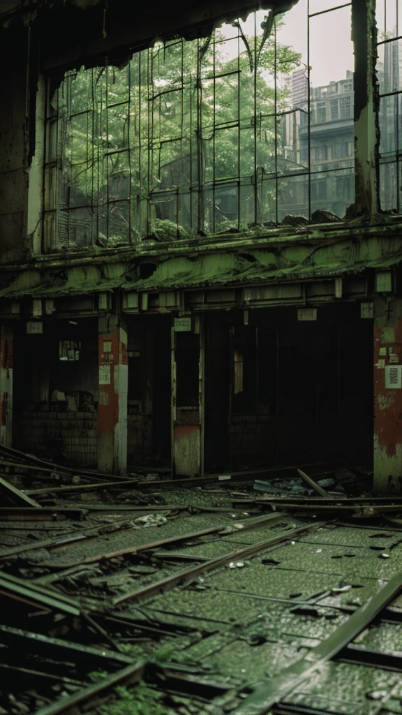 subway,moss,Showa,Collapse,Devastation,Inside the ruins,Glasses,Women,adventure,Black and White,