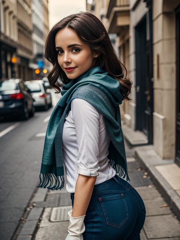 Eliza Dushku、(masterpiece:1.0), (Highest_quality:1.2), (Dark Shot:1.3), Classic Rogue, 1991 Rogue X-Men, 1 girl, Only 1, Head to Toe, standing on street corner, Elegant pose, (clothing: 茶colorの冬用コート, 茶colorのフード, Down lining, White scarf, gloves, jeans) Medium length hair, Brown Hair, Wavy Hair, One gray hair, Green Eyes, Mischievous look, Grin, Lips parted, Red lipstick, Heavy makeup, Confident expression, Backlight, (realism: 1.5), (Realistic: 1.4), (Disorganized:1.4), 8k, Very detailed, Detailed beautiful woman, (background: Midnight, it's snowing, On the streets of New York, Snowy Night), Official Art, Very detailed CG ユニティ 8k 壁紙, Perfect lighting, colorful, 超High resolution, photograph, 8k, High resolution, Kodak Portrait 400, Film Grain, blurry background, (Bokeh:1.2), (Vibrant_color:1.2), Film Grain:1.2, (暖かいcolor合い, Warm Tones:1.2), (color photo), プロのphotograph