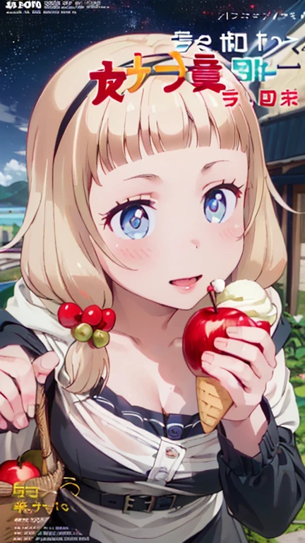 (tight focus:1.2, from below),(from side:0.9), ((cute Face)), (Close-Up:0.6), ((holding a icecream)),(Military uniform magazine cover:1.4), highest quality、(real、photorealistic:1.5),(ultra high resolution, 8K RAW photo, clear focus), best qualtiy, natural lighting, field depth, (Bright pupils, detailed beautiful eyes, high detailed face), Red lip, sexy posing, (Fantasy style costumes),(Grimm fairy tale world),(Little Red Riding Hood:1.3),(farmhouse entrance:1.3),(black little gray riding hood:1.3),(((brown Tunic:1.3))),(((apples and bread in the basket),Cute and beautiful girl,Cute round face,Cute smile,with blush cheeks,Red Lip,(silver white hair,Floral braided headband,half up、Floral Braided Space Van,Voluminous Fishtail Braids,Twisted chignon,),(Bangs are see-through bangs),hair pin,hair adornments,detailed clothes features,Detailed hair features,detailed facial features,(Dynamic angles),(Dynamic and sexy poses),clothes that emphasize big breasts,Cinematic Light,(masutepiece,top-quality,Ultra-high resolution output image,depth of fields,intricate detailes,Make the subject look three-dimensional with the contrast of light and shadow,) ,(The 8k quality,Anatomically accurate facial structure,),(Sea Art 2 Mode:1.3),(Image Mode Ultra HD,)