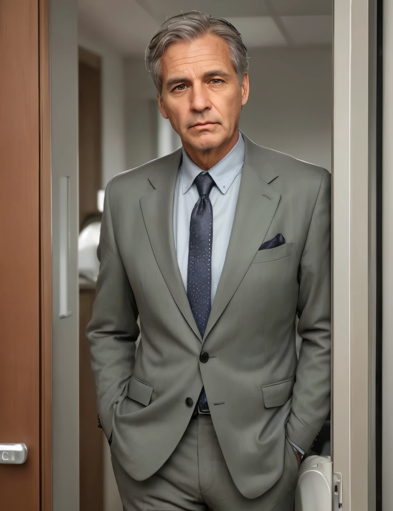Let it more realistic, it is a man in his 50, with grey hair starting to appear and aome wrinkles