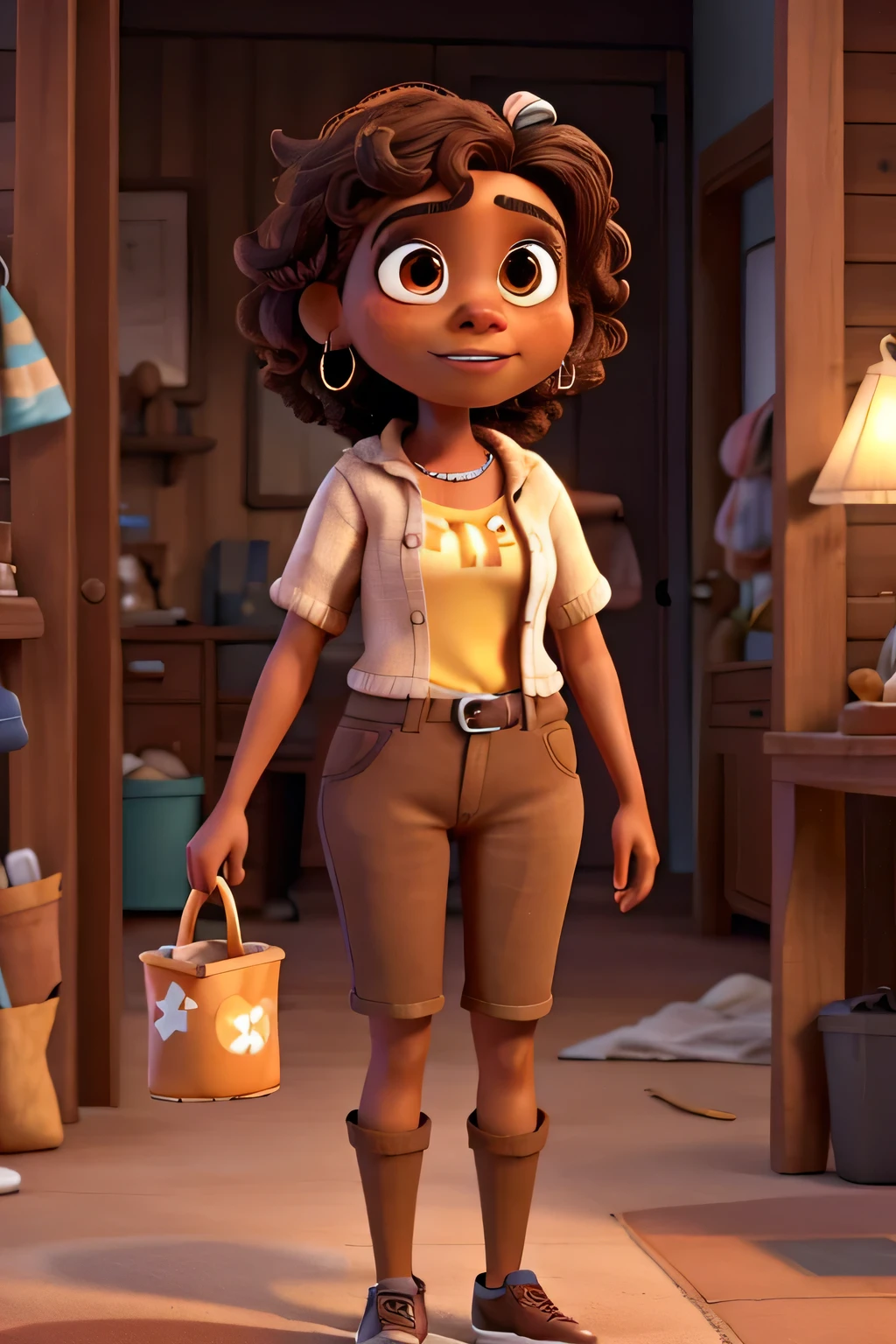 Create a brown woman with pixar features