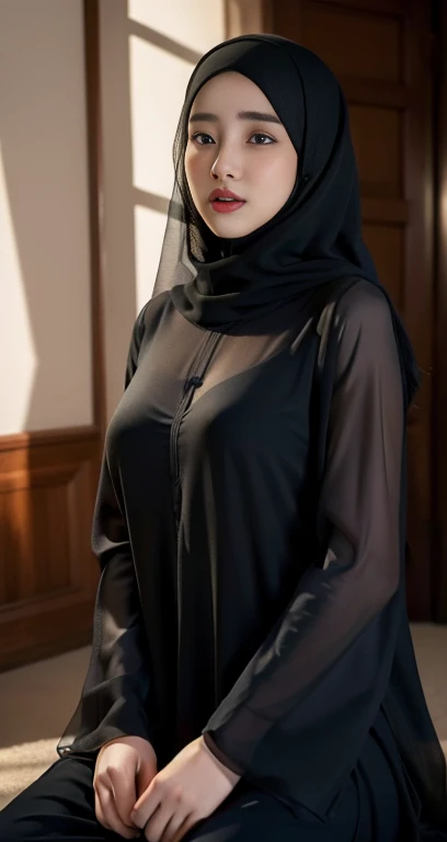 (best quality,4k,8k,highres,masterpiece:1.2),ultra-detailed,eyes detailed, face bright, face glow,(realistic,photorealistic,photo-realistic:1.37),ats old girl, super transparent Pasmina hijab abaya,abaya unbuttoned loose opened, showing breasts and nipples, blue hijab pasmina,asian korean beautiful girl girl,book,style sex +18,book,erotic Asian korean, full body photo shot,