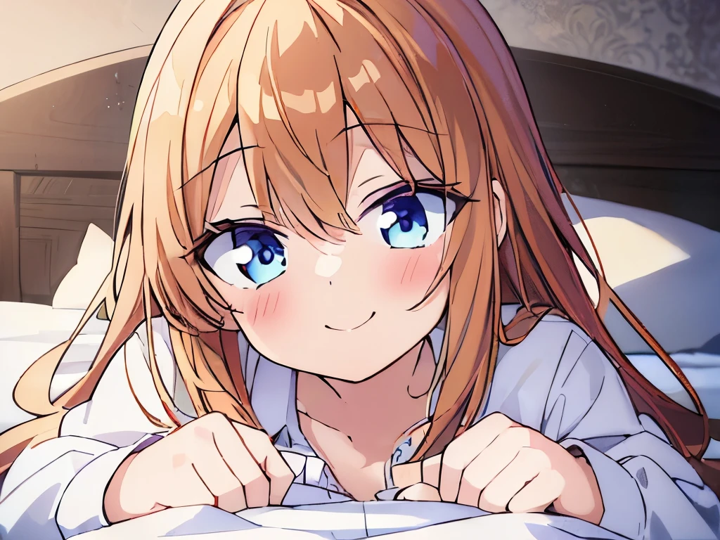 ((masterpiece)), ((best quality)), (ultra-detailed), anime style, on the bed, a cute girl, 1girl, solo, smile, underwear00