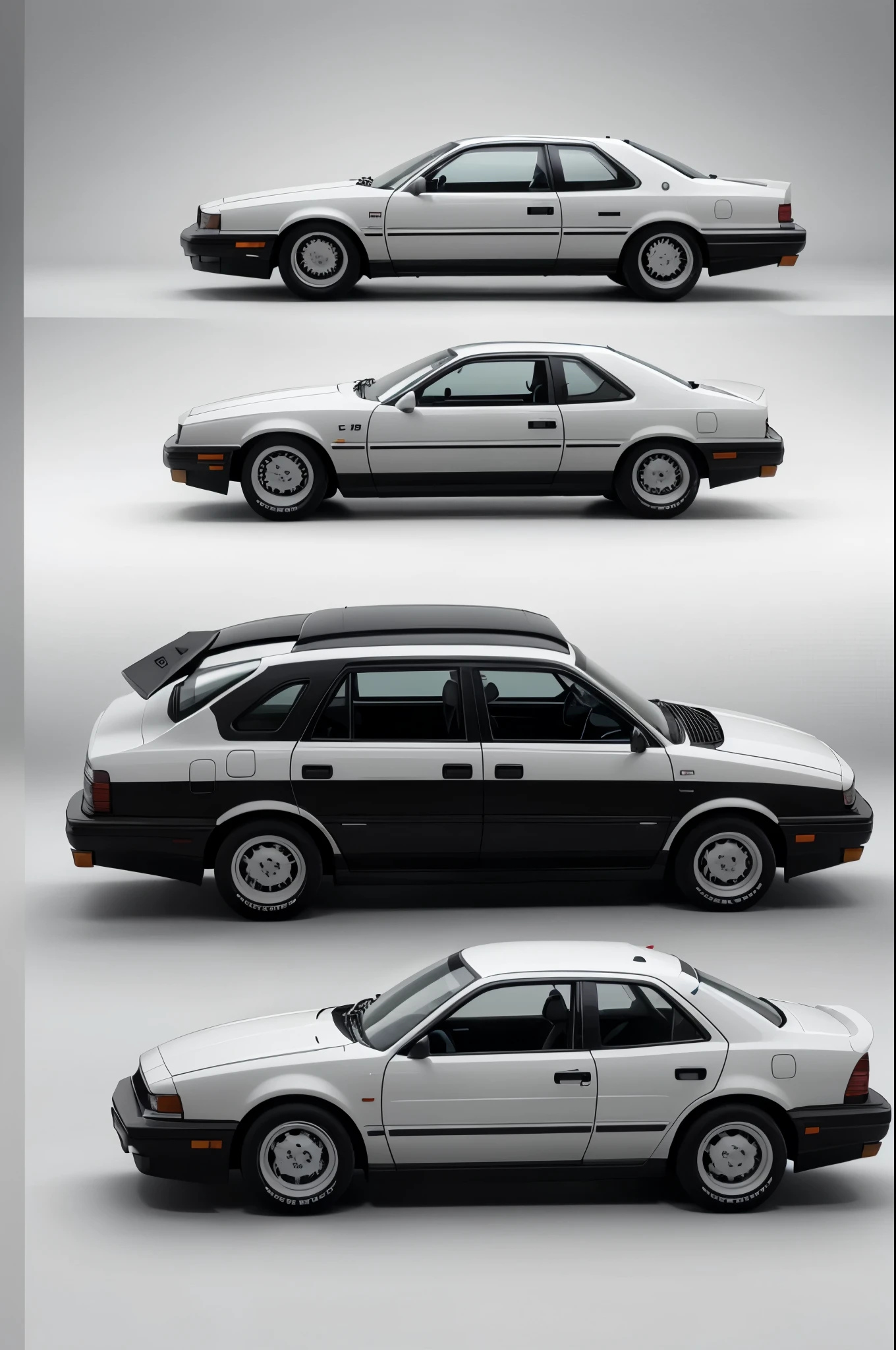 1990 Japanese SKY LINER CAR  RIGHT side profile only car vector without background vector art in black and white . detailed and render in high quality 