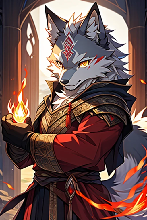 Hairy,1 boy, White Silver Wolf Boy,White Wolf,juvenile,Baby Face,頬もHairy,young,middle earth,Exquisite, detailed,clear,Facing diagonally,Landscape,White Assassin Outfit,clear yellow eyes,Rainbow Eyes,Eye contact,Intricate red tattoos adorning the eyes,Inugami,White fur,short Hairy tail,Black gloves,clear面部,Dress appropriately,Strict body structure,The eyes are red and shine like transparent fire.,Evil Eye,Shining from within your eyes,A red spirit resides in the eyes,Upper body only,Take a close-up shot,Uplifting,mysterious,Fantasy,Immortal World