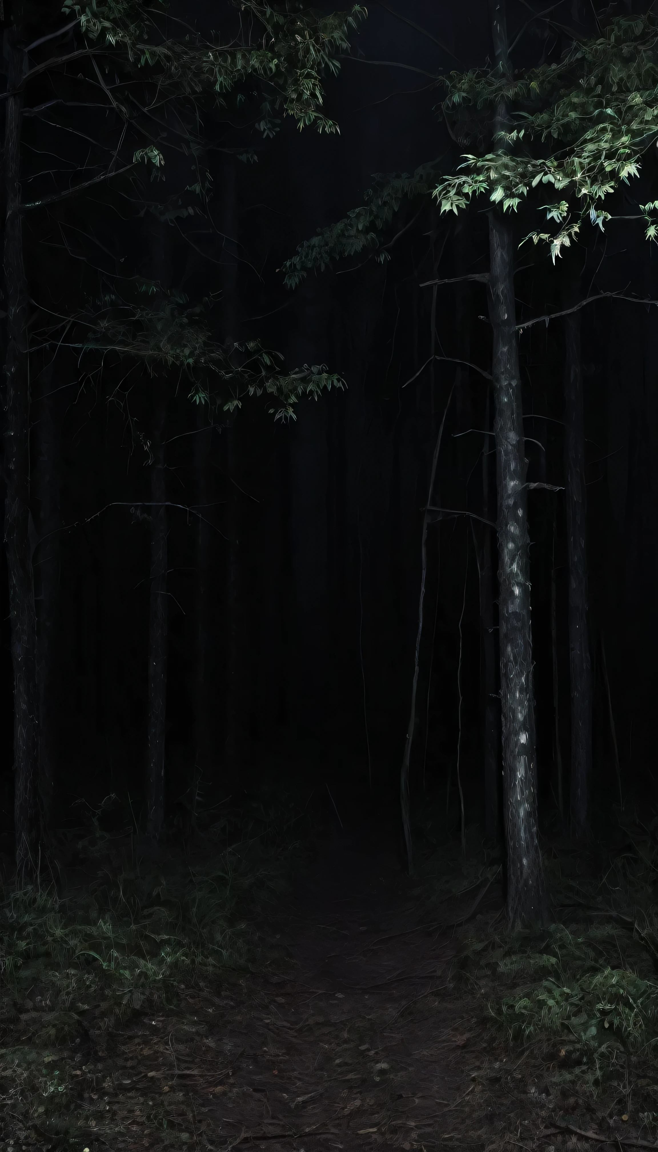 dark forest, fog, dark forest в fogе, night, Creepy Forest