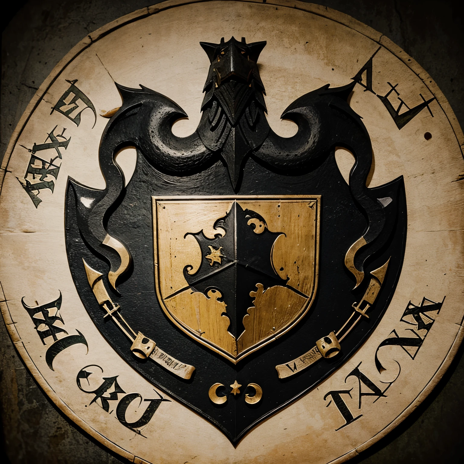 Create a medieval-style coat of arms for a medieval-themed RPG "leviathan".