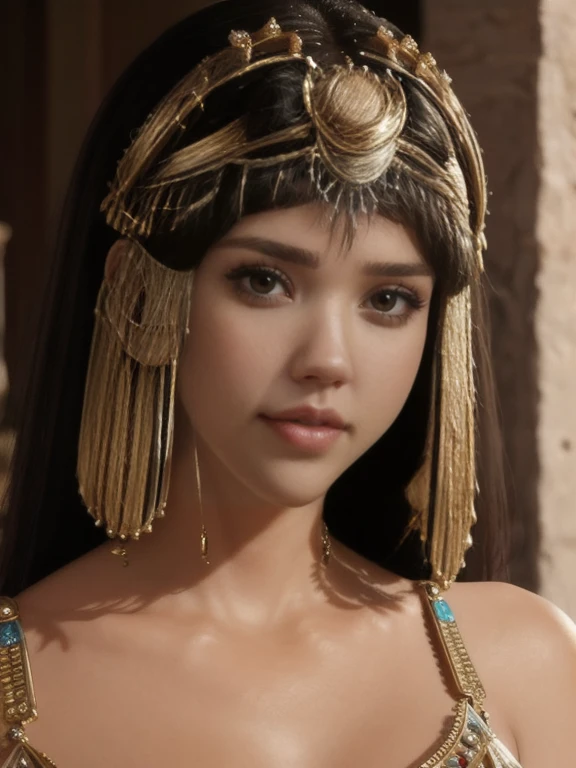 Jessica Alba as Cleopatra,[Jewelry],[ancient Egypt],4k,sharp image,detailed