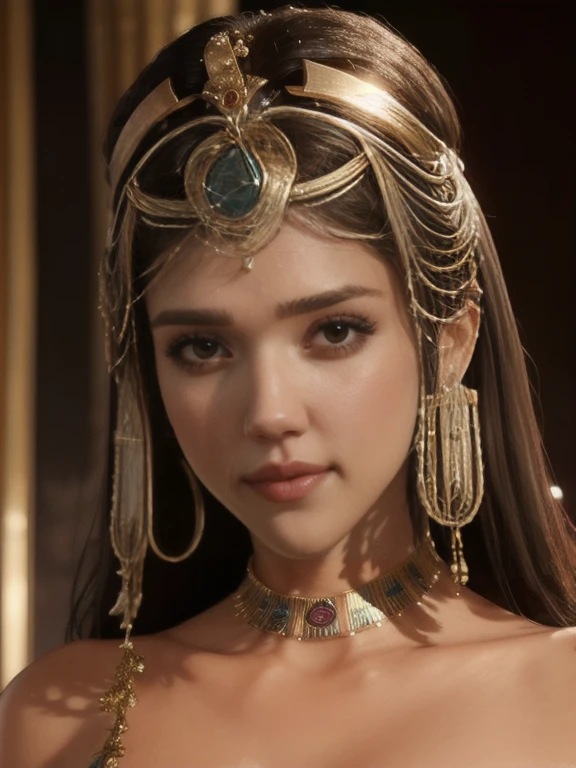 Jessica Alba as Cleopatra,[Jewelry],[ancient Egypt],4k,sharp image,detailed