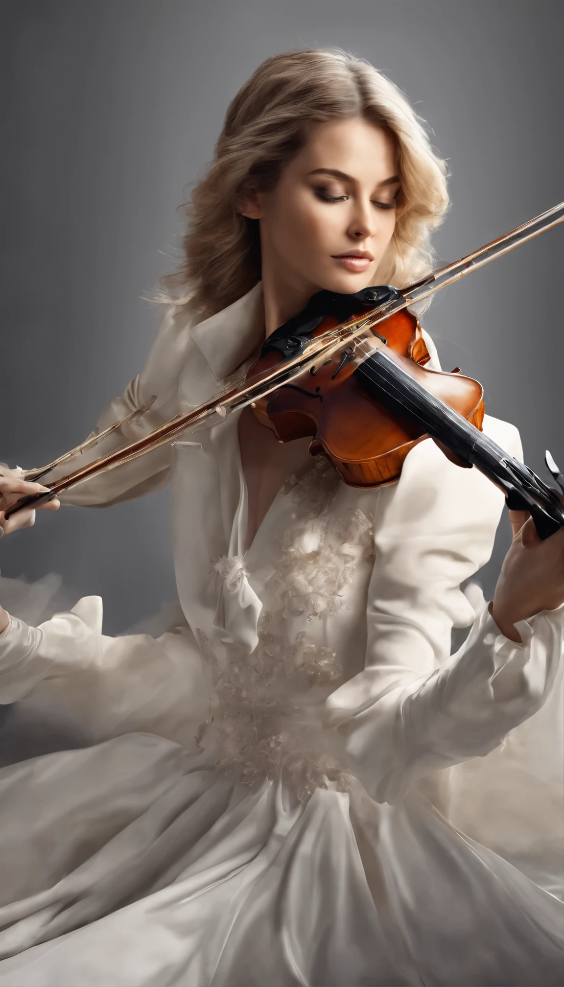 A female violinist playing the most amazing music known to mankind. Her violin exudes love and peace., Bringing about the beginning of world peace, Dramatic scenes, Perfect feeling of love