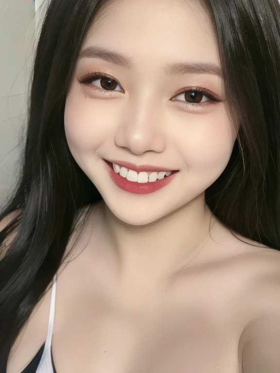 (realistic、masterpiece、Best Quality、8K、highres、high resolution:1.3)、1 girl、Huge breasts、smile, white bikini、pale white skin、looking at viewers、super fine face and eyes、long hair、indoor、 upper body、