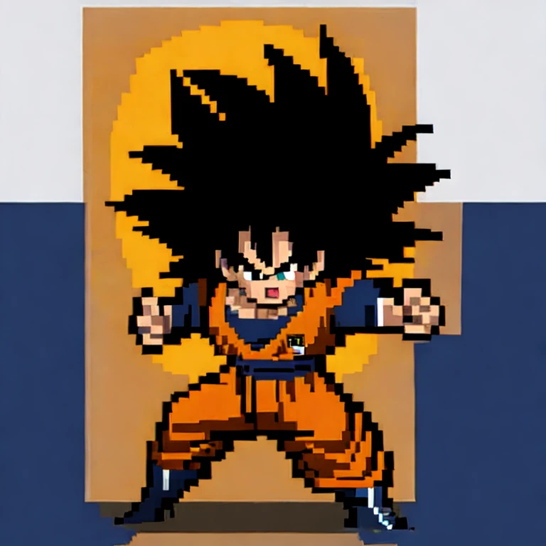 (masterpiece, best quality:1.2), 1boy, solo, son goku, black hair, spiked hair, orange shirt, DBZ LSWi, lsw, lswi