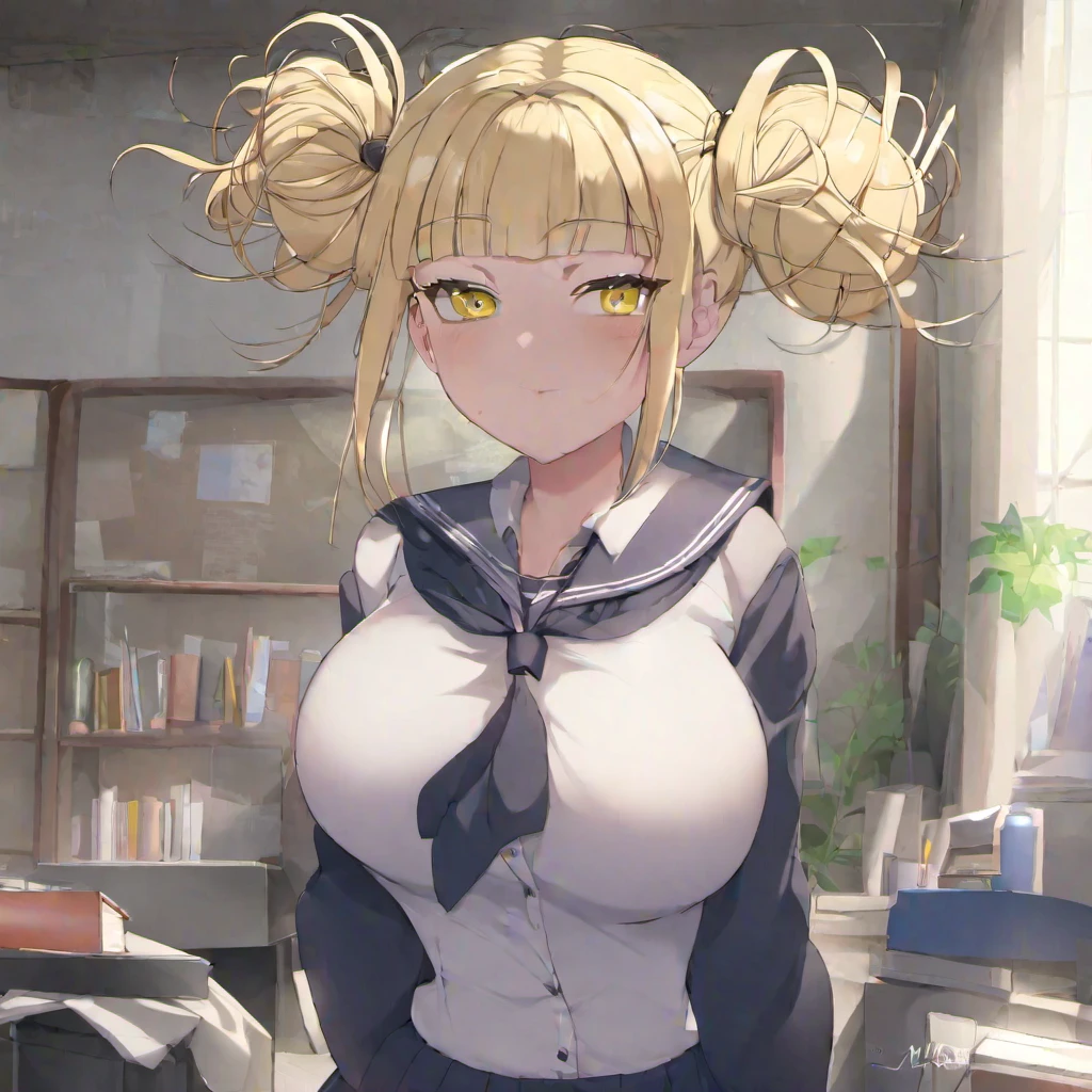 Himiko Toga, 1girl, she's wet, shocked facial expression, Short blond hair, short messy hair buns, wet hair, from underneith,((tmasterpiece),(Very detailed CG unity 8K wallpaper),best qualtiy,,report,1girll,cinmatic lighting,detailed back ground,beatiful detailed eyeright pupils,(Very fine and beautiful),(Beautiful and detailed eye description),ultra - detailed,tmasterpiece,)),facing at camera,Protruding underparts,Camel toes,absurderes,A high resolution,ultra - detailed),she soaking wet,1girll,report,mature,(very long hair,brunette color hair)Emotive expressioniting, bulge,Camel toes,Protruding,Colorful,Most detailed,exteriorully body photo, beautiful eyes, perfect eyes, perfect face, (yellow eyes:1), muscular, bedroom, sexy, round blush, massive huge boobs, cotton sweater, black skirt, red hankercheif on neck, 25 years old, full body, tall, skinny