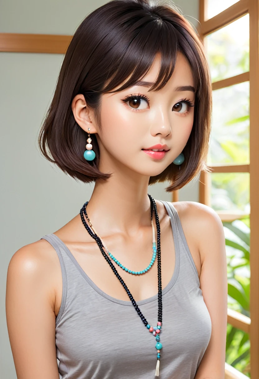 arafed asian woman with necklace and gray tank top, beautiful young femme japonaise, gorgeous young femme japonaise, beautiful south femme japonaise, Fille japonaise, a jeune femme asiatique, femme japonaise, jeune visage japonais adorable, portrait d&#39;a Japanese female idol, jeune fille asiatique, belle fille asiatique, jeune femme asiatique, young pale and cute asian face