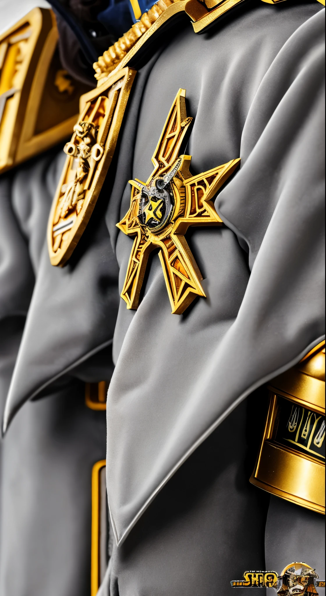 warhammer 40k star wars wallpaper, Canon EOS 5D Mark IV Style, Gothic Grade, Close-up Intensity, Grey and Gold, Fancy costumes,Golden Eagle Coat of Arms, Shot with 70mm --ar 16:9 --q 2 --s 1000  
