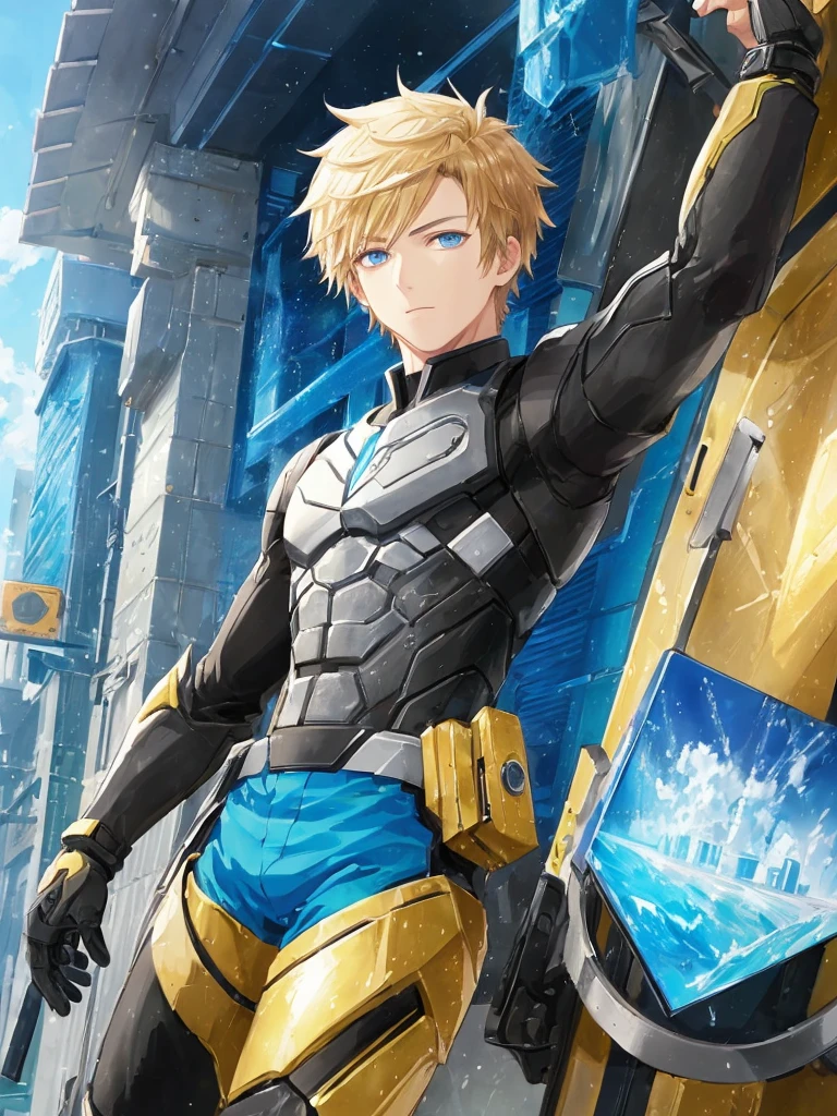 (ridiculous, high resolution, Super detailed, human development report), masterpiece, best quality, Android game characters , short hair, Handsome boy, anime eyes, Mobile legendary heroes, Detailed scene, detailed characters