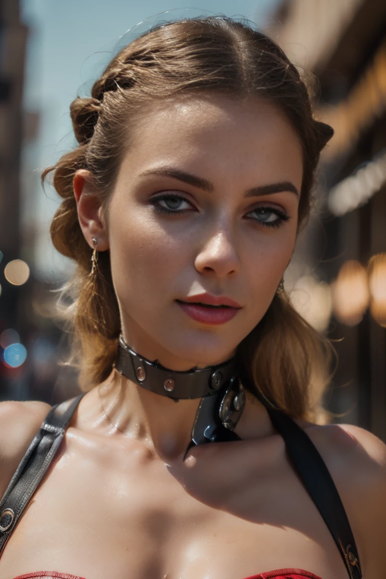 Sexy cyborg woman paints her self-portrait in oil paint, french braid, blonde hair, (Best quality, 4K, 8k, A high resolution, masterpiece:1.2), absurdity, masterpiece, ultra detailed, (realistic, photorealistic, photorealistic:1.37), complex parts, HDR, (complex parts:1.12), (hyper detailed, hyper realistic, Soft lighting, spicy:1.2), beautiful figure, Magnificent Anatomy, (complex part, Hyper detailed:1.15), Smooth skin,