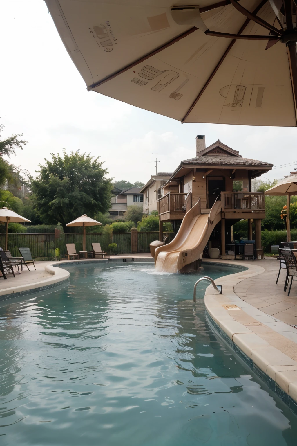 water park with coffee cup-shaped pools