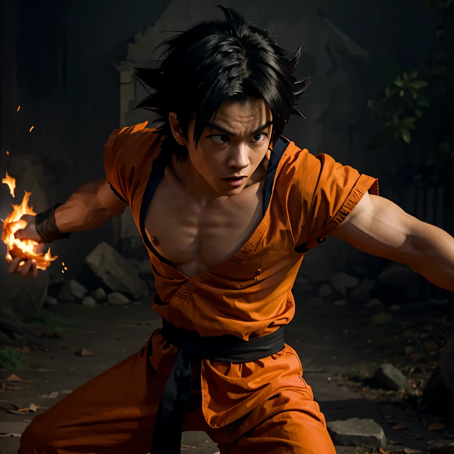 Make Goku in demon slayer version